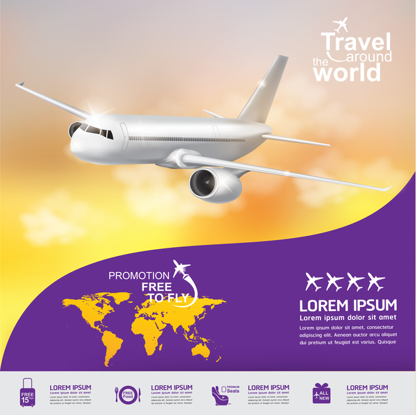 Travel around the world business template vector 07