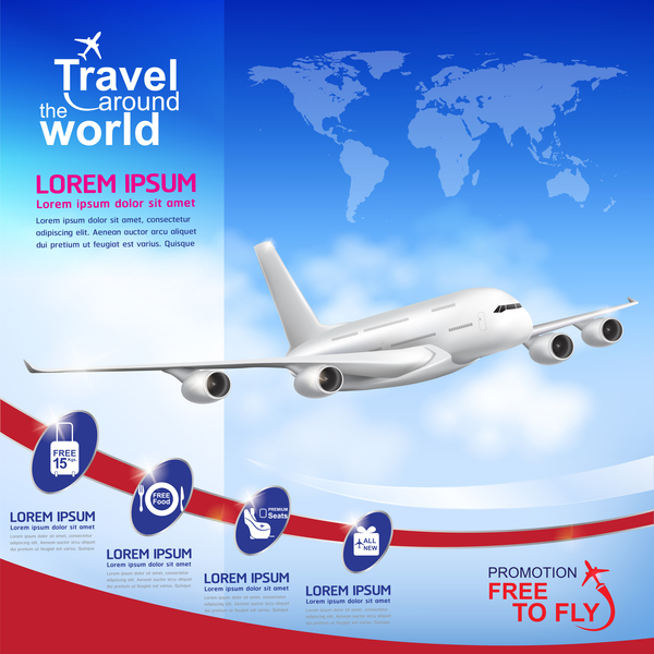Travel around the world business template vector 11