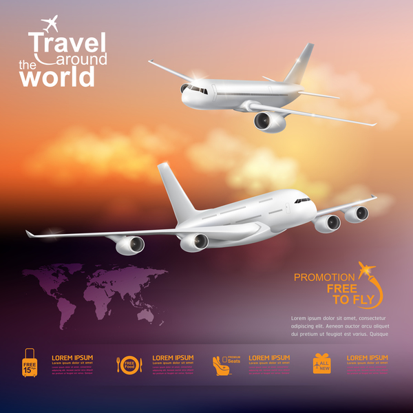 Travel around the world business template vector 14