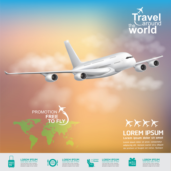 Travel around the world business template vector 15