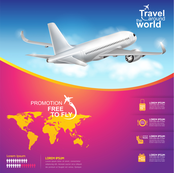 Travel around the world business template vector 19