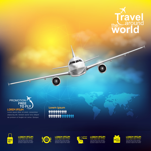 Travel around the world business template vector 21