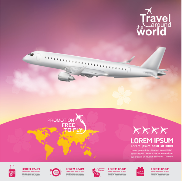 Travel around the world business template vector 24