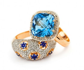 Two sapphire rings Stock Photo