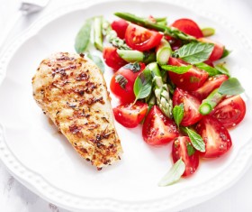 Vegetable salad with grilled fish Stock Photo 01