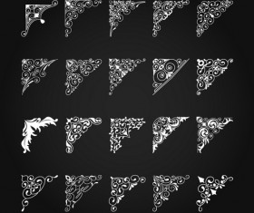 Vintage corner ornaments vector set 01