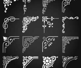 Vintage corner ornaments vector set 02