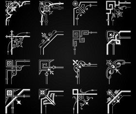 Vintage corner ornaments vector set 04