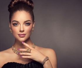 Wearing jewels beautiful girl Stock Photo 01