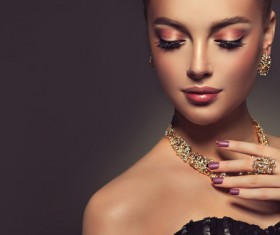 Wearing jewels beautiful girl Stock Photo 02