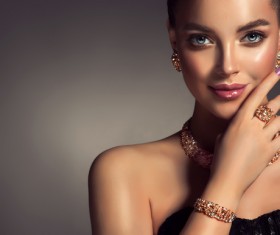 Wearing jewels beautiful girl Stock Photo 03