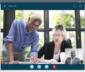 Webcam conversation via computer technology Stock Photo 10
