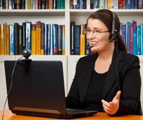 Webcam conversation via computer technology Stock Photo 12