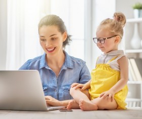 While working while taking care of the childs mother Stock Photo 01
