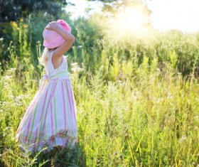 Wild outing little girl Stock Photo