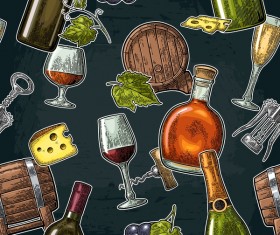 Wine pattern with dark background vector