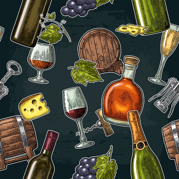 Wine pattern with dark background vector
