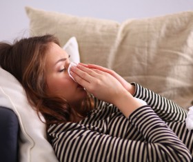 Woman has a cold Stock Photo 01