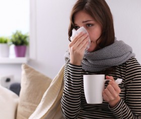 Woman has a cold Stock Photo 02