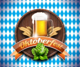 Wooden oktoberfast labels vector material 01