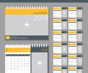 Yellow disk calendar 2018 templates vector