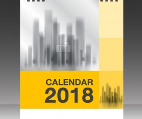 Yellow vertical desk calendar 2018 cover template vector