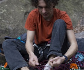 Young climbers climbing Stock Photo 02