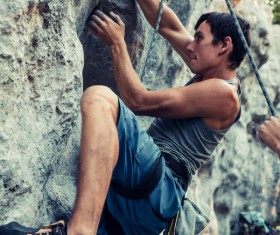 Young climbers climbing Stock Photo 08