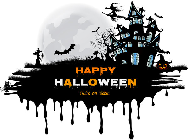 halloween black castle background vector 01