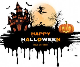 halloween black castle background vector 02