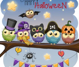 halloween cartoon owl vector 01