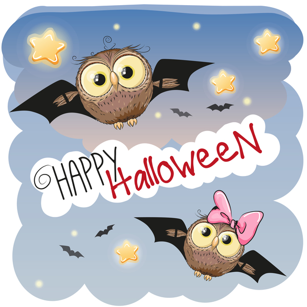 halloween cartoon owl vector 02