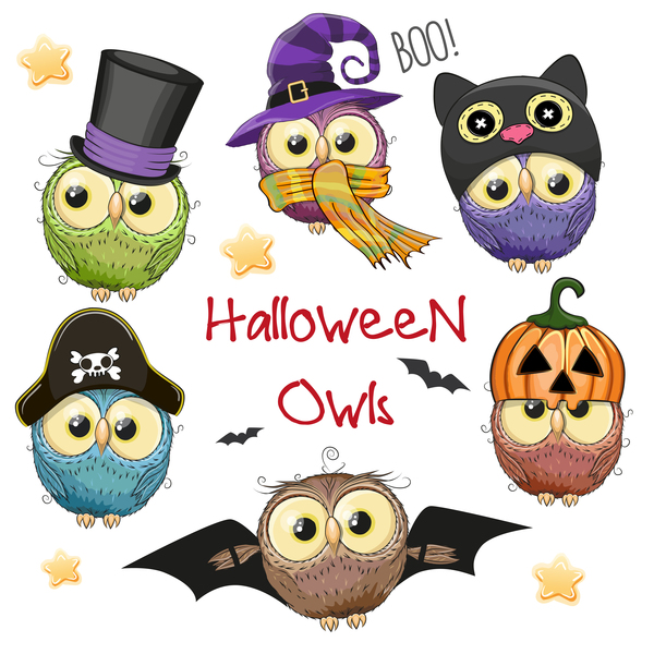 halloween cartoon owl vector 03