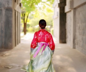 korean woman traditional costume Stock Photo