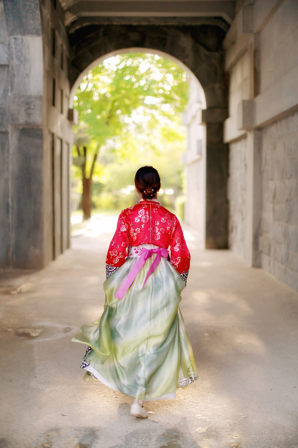 korean woman traditional costume Stock Photo