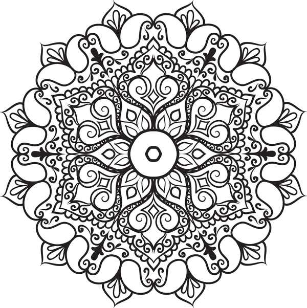 Download mandala lineart ornament vector material 10 free download