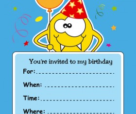 monster with birthday card vectors 01