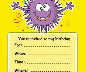 monster with birthday card vectors 02