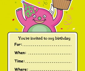 monster with birthday card vectors 05