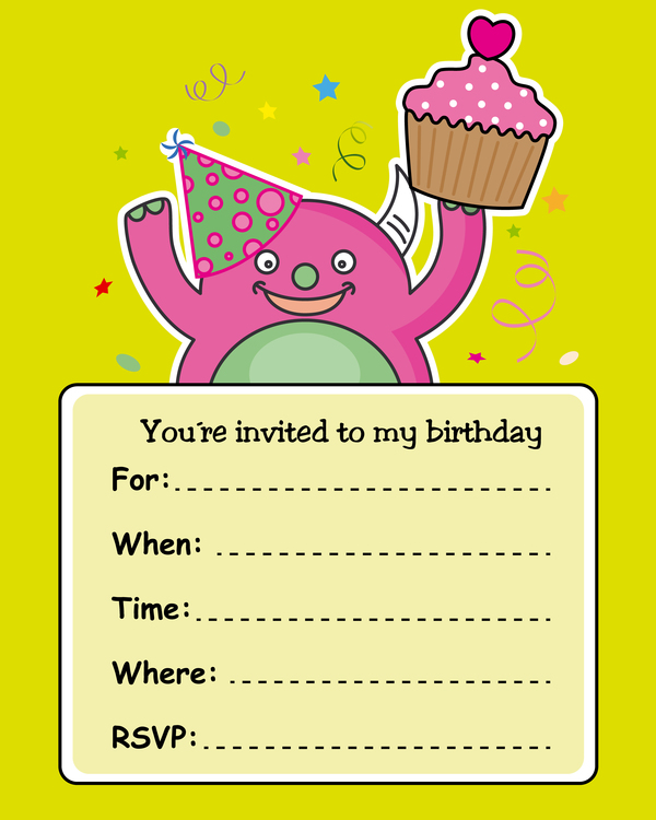 monster with birthday card vectors 05