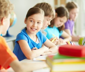 pupil who studies in class Stock Photo 04