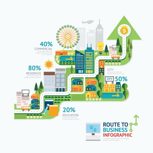 route business infographic vector 01