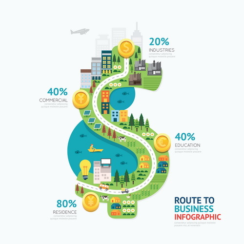 route business infographic vector 02
