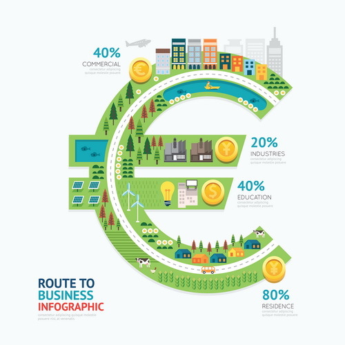 route business infographic vector 03