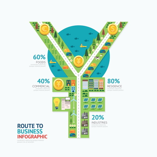route business infographic vector 04