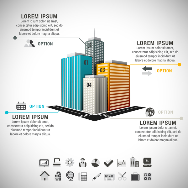 skyscrapers business infographic vector