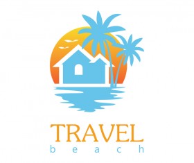 travel beach logo vector