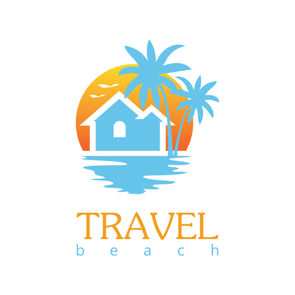 travel beach logo vector