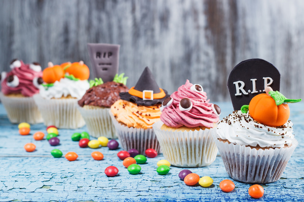 variety of styles Halloween cakes Stock Photo 09