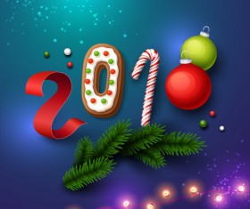 2018 christmas background with decor light bulb vector